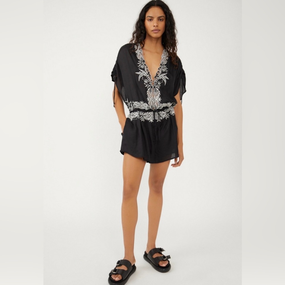 Free People Weila Embroidered Romper Size Large